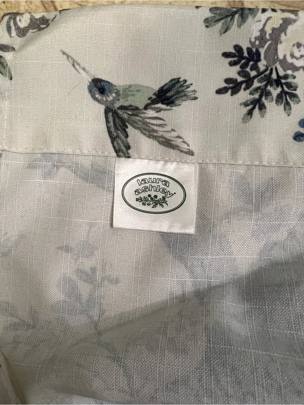 Laura Ashley Window Curtains 2 Panels 38 x 82” Peacock Blue Gray Rod Pocket